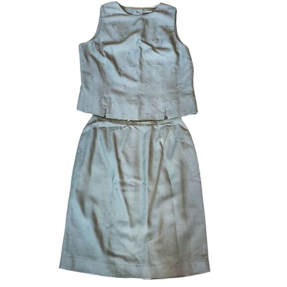 AMANDA SMITH Petites Women's Top & Blouse Y2K Set Green Size 8P  Preppy 90s - Picture 1 of 13